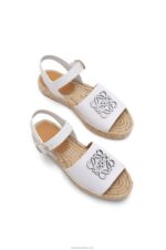 Loewe Women Anagram espadrille in canvas and calfskin 206XF695 White - Image 3