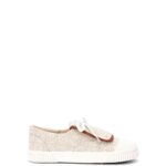 Loewe Women Anagram flap sneaker in canvas 206XF661 Natural/White