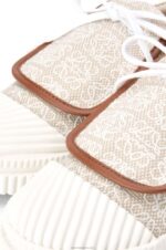 Loewe Women Anagram flap sneaker in canvas 206XF661 Natural/White - Image 4