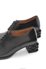 Loewe Women Anagram heel brogue in calfskin 206XF768 Black - Image 4