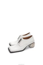 Loewe Women Anagram heel brogue in calfskin 206XF769 White - Image 2