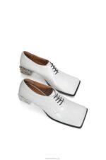 Loewe Women Anagram heel brogue in calfskin 206XF769 White - Image 3