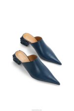 Loewe Women Anagram heel mule in calfskin 206XF763 Blue - Image 3
