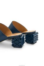 Loewe Women Anagram heel mule in calfskin 206XF763 Blue - Image 4