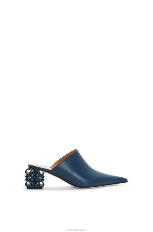 loewe_women_anagram_heel_mule_in_calfskin_206xf763_blue.jpg Loewe Women Anagram heel mule in calfskin 206XF763 Blue - Image 1