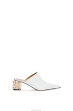Loewe Women Anagram heel mule in calfskin 206XF765 White
