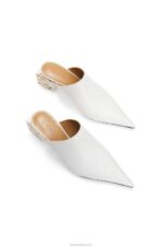 Loewe Women Anagram heel mule in calfskin 206XF765 White - Image 3