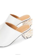 Loewe Women Anagram heel mule in calfskin 206XF765 White - Image 4