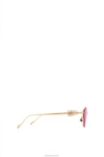 Loewe Women Anagram hexagonal sunglasses in metal 206XF1445 Burgundy - Image 3