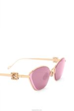 Loewe Women Anagram hexagonal sunglasses in metal 206XF1445 Burgundy - Image 4