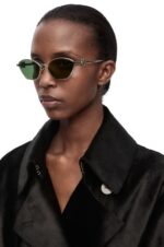 Loewe Women Anagram hexagonal sunglasses in metal 206XF1446 Dark Green - Image 2