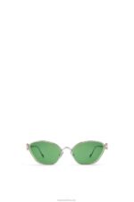Loewe Women Anagram hexagonal sunglasses in metal 206XF1446 Dark Green