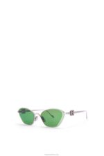 Loewe Women Anagram hexagonal sunglasses in metal 206XF1446 Dark Green - Image 3