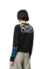Loewe Women Anagram intarsia cardigan in wool 206XF1004 Black/Multicolor - Image 3