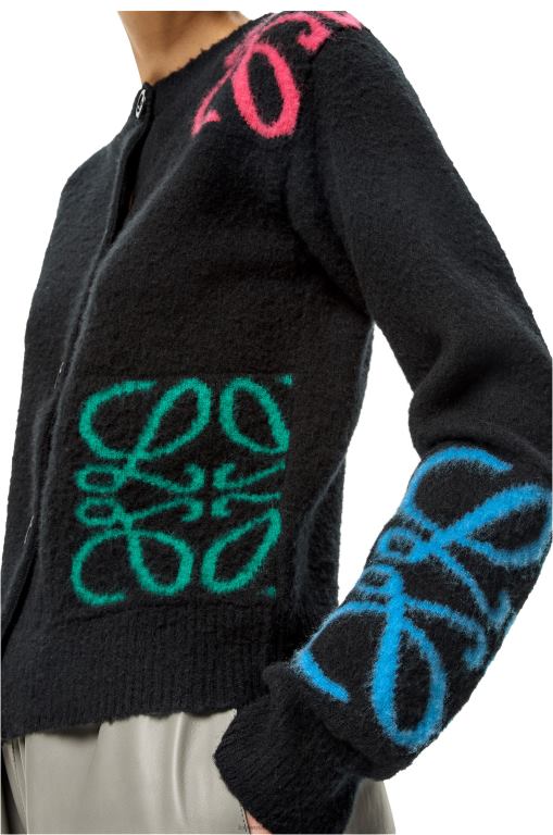 Loewe Women Anagram intarsia cardigan in wool 206XF1004 Black/Multicolor - Image 4