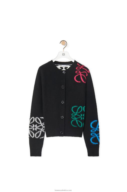 Loewe Women Anagram intarsia cardigan in wool 206XF1004 Black/Multicolor - Image 5