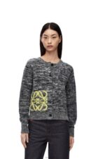 Loewe Women Anagram intarsia cardigan in wool 206XF990 Black/White - Image 2