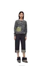 Loewe Women Anagram intarsia cardigan in wool 206XF990 Black/White