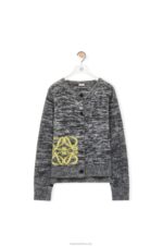 Loewe Women Anagram intarsia cardigan in wool 206XF990 Black/White - Image 5
