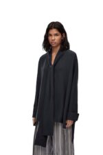 Loewe Women Anagram lavaliere blouse in silk 206XF917 Deep Blue - Image 2