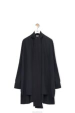 Loewe Women Anagram lavaliere blouse in silk 206XF917 Deep Blue - Image 5