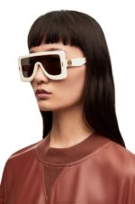 Loewe Women Anagram mask sunglasses in acetate 206XF1473 Ivory - Image 2