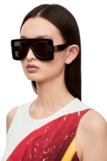 Loewe Women Anagram mask sunglasses in acetate 206XF1474 Black - Image 2