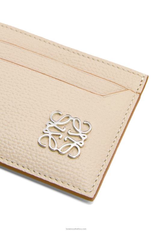 Loewe Women Anagram plain cardholder in pebble grain calfskin 206XF1356 Light Ghost - Image 4