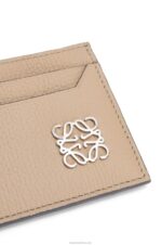 Loewe Women Anagram plain cardholder in pebble grain calfskin 206XF1357 Sand - Image 4