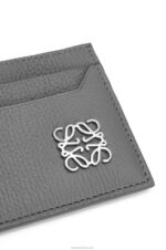 Loewe Women Anagram plain cardholder in pebble grain calfskin 206XF1372 Asphalt Grey - Image 4