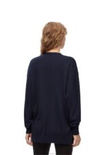 Loewe Women Anagram pocket cardigan in wool 206XF986 Navy Blue - Image 3