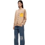 Loewe Women Anagram pocket cardigan in wool 206XF992 Camel