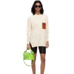Loewe Women Anagram pocket sweater in wool 206XF1017 Ecru/Brown
