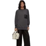 Loewe Women Anagram pocket sweater in wool 206XF991 Dark Grey