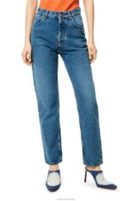 Loewe Women Anagram pocket tapered jeans in stone washed denim 206XF1200 Blue Denim - Image 2