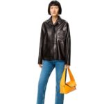Loewe Women Anagram pocket tapered jeans in stone washed denim 206XF1200 Blue Denim