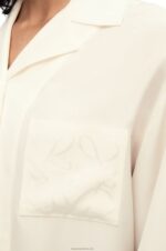 Loewe Women Anagram pyjama blouse in silk 206XF910 Ivory - Image 4
