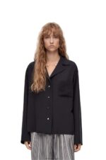 Loewe Women Anagram pyjama blouse in silk 206XF927 Deep Blue - Image 2