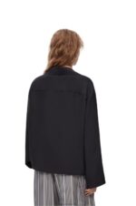 Loewe Women Anagram pyjama blouse in silk 206XF927 Deep Blue - Image 3