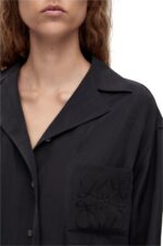 Loewe Women Anagram pyjama blouse in silk 206XF927 Deep Blue - Image 4