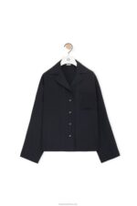 Loewe Women Anagram pyjama blouse in silk 206XF927 Deep Blue - Image 5