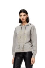 Loewe Women Anagram regular fit hoodie in cotton 206XF826 Grey Melange - Image 2