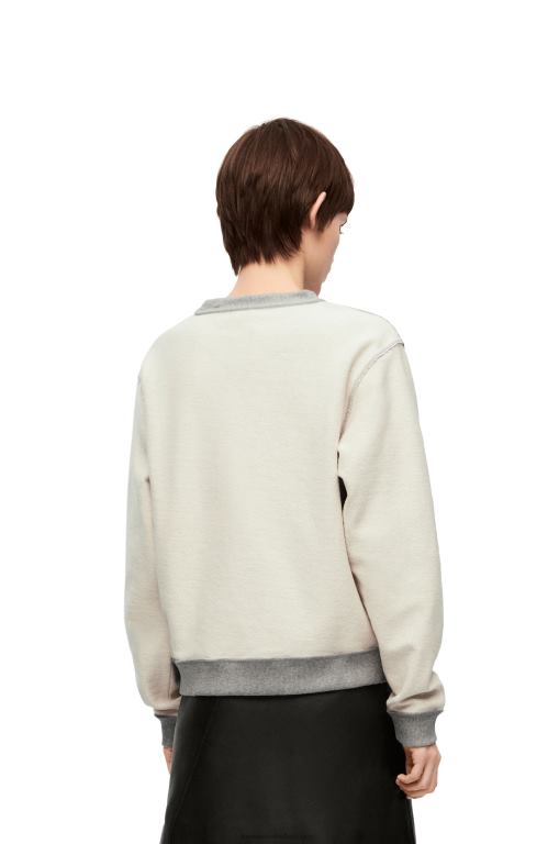 Loewe Women Anagram regular fit sweatshirt in cotton 206XF825 Grey Melange - Image 3