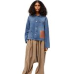 Loewe Women Anagram short jacket in cotton 206XF1201 Blue Denim