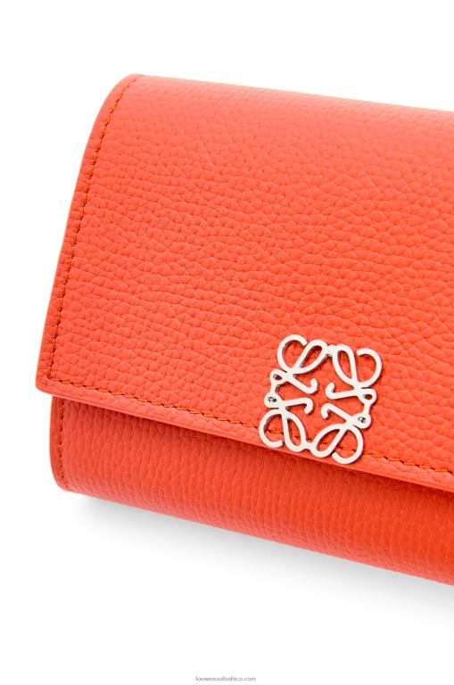 Loewe Women Anagram small vertical wallet in pebble grain calfskin 206XF1205 Sunrise Orange - Image 5