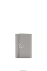 Loewe Women Anagram small vertical wallet in pebble grain calfskin 206XF1208 Pearl Grey