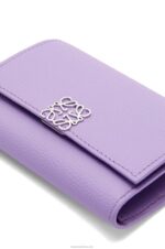 Loewe Women Anagram small vertical wallet in pebble grain calfskin 206XF1237 Light Mauve - Image 5