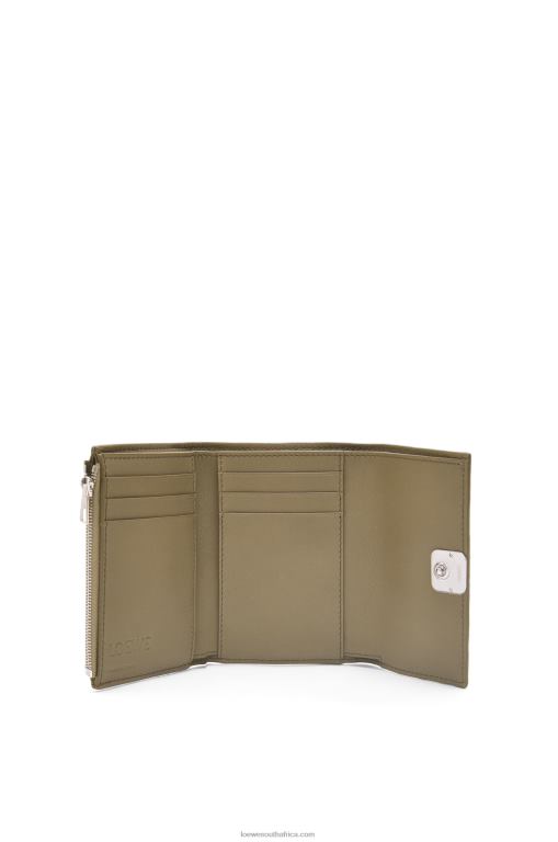 Loewe Women Anagram small vertical wallet in pebble grain calfskin 206XF1291 Artichoke Green - Image 2