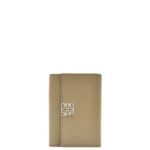 Loewe Women Anagram small vertical wallet in pebble grain calfskin 206XF1291 Artichoke Green