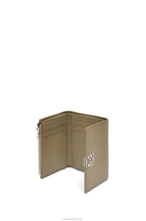 Loewe Women Anagram small vertical wallet in pebble grain calfskin 206XF1291 Artichoke Green - Image 3